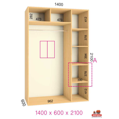 ШК Стандарт 1400х600х2100 от Фенікс (м. Кривий Ріг)