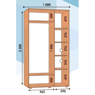 Шкаф купе прямой ШК 01 ВхГхШмм 2200х450х(1000-1300) двухдверный від Алекса (м. Дніпро) Шкаф купе прямой ШК 01 ВхГхШмм 2200х450х(1000-1300) двухдверный від Алекса (м. Дніпро)