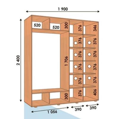 Шкаф купе прямой ШК 03 ВхГхШмм 2400х600х(1900-2100) двухдверный від Алекса (м. Дніпро)