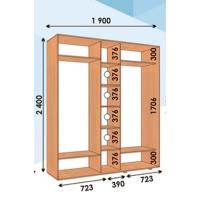 Шкаф купе прямой ШК 04 ВхГхШмм 2400х450х(1900-2700) трехдверный