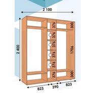 Шкаф купе прямой ШК 04 ВхГхШмм 2400х450х(1900-2700) трехдверный від Алекса (м. Дніпро)
