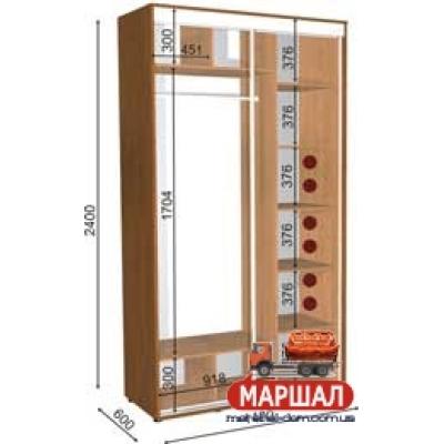 Шкаф-купе 5/2400 (1400х600х2400) від Влабі (м. Запоріжжя)