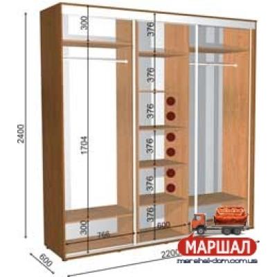 Шкаф-купе 13/2400 (2200х600х2400) від Влабі (м. Запоріжжя)